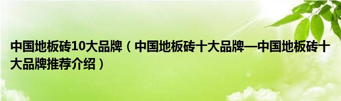 中国地板砖10大品牌（中国地板砖十大品牌—十推荐介绍）(图1)